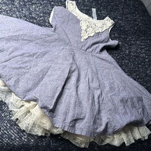 Networks size 10 embroidery lace, blue white dress with layers, underskirt